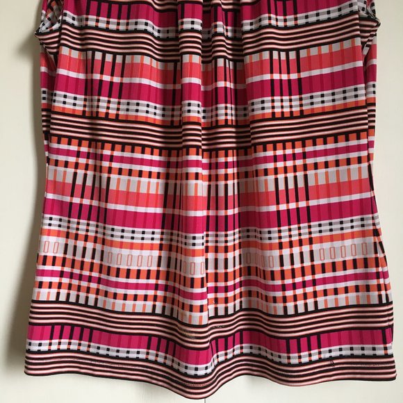 Calvin Klein Retro Geometric Print Pleated Stretchy Tank Top - Picture 5 of 14